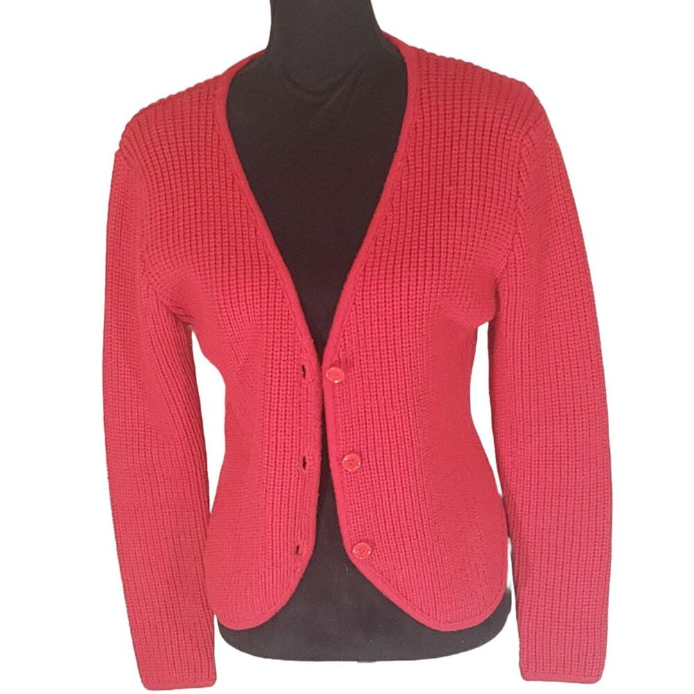 Haberdasher Red Button Up Knitted Cardigan Sweater Size Large